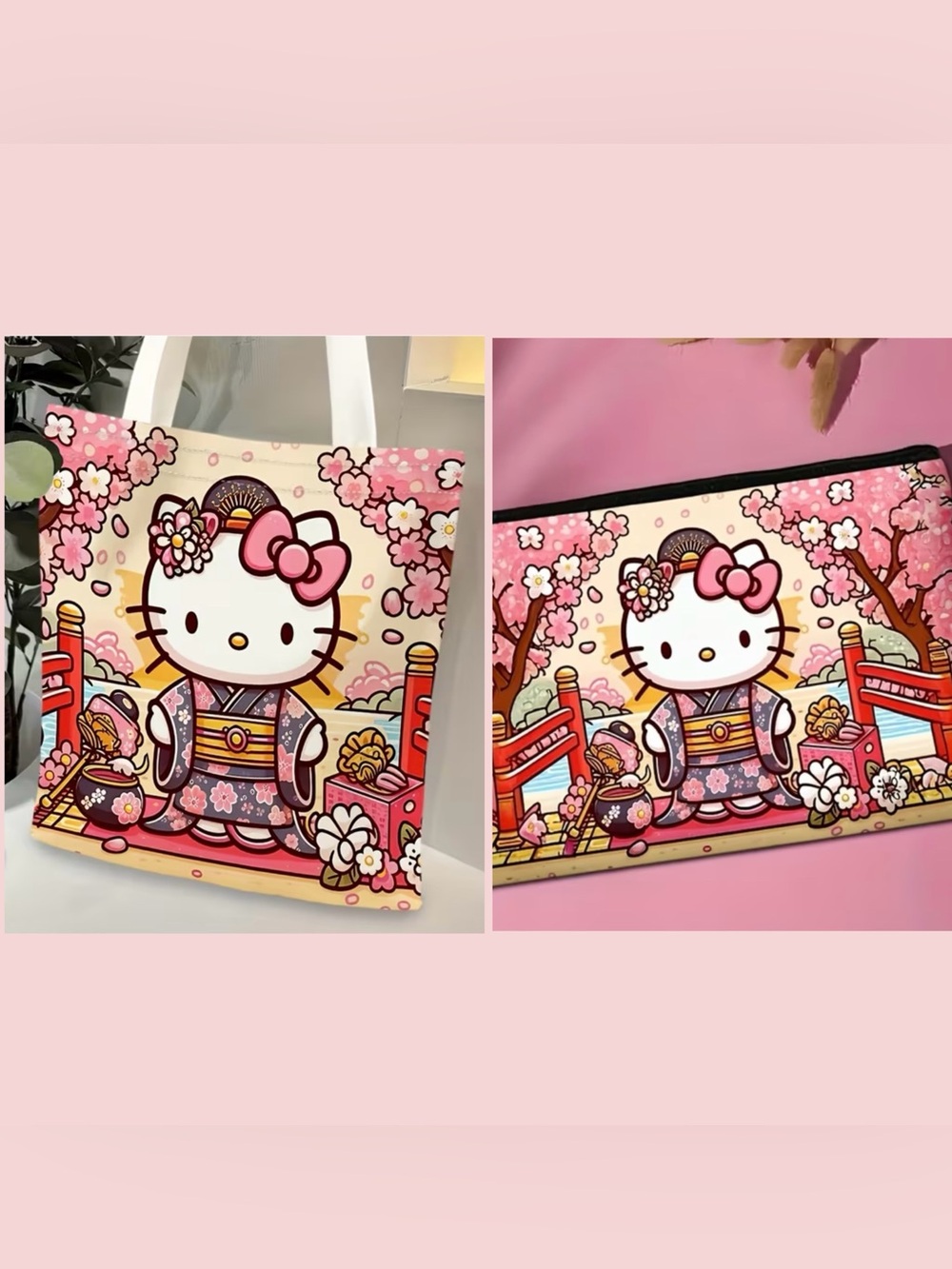 Sanrio Hello Kitty Tote with Cosmetic Storage Bag
